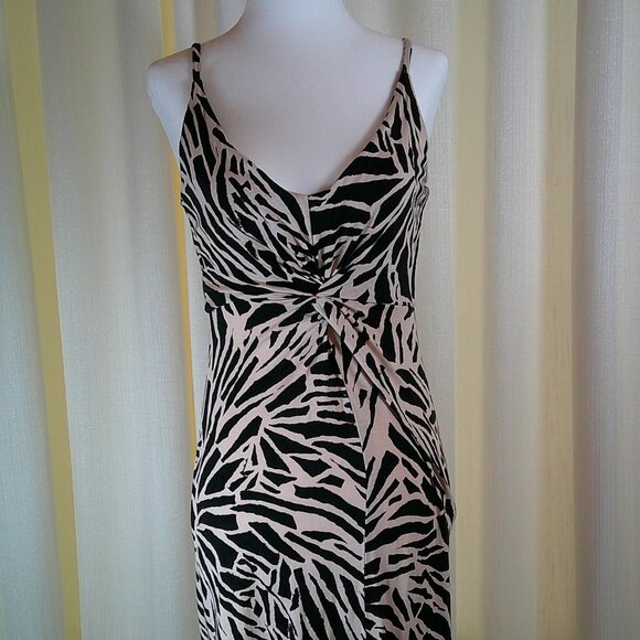 H&M Zebra Print Twist-Front Slip Dress – Black & Blush Size S - Picture 3 of 8